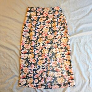 Abercrombie & Fitch Floral Wrap Tulip Split Hem Midi Skirt